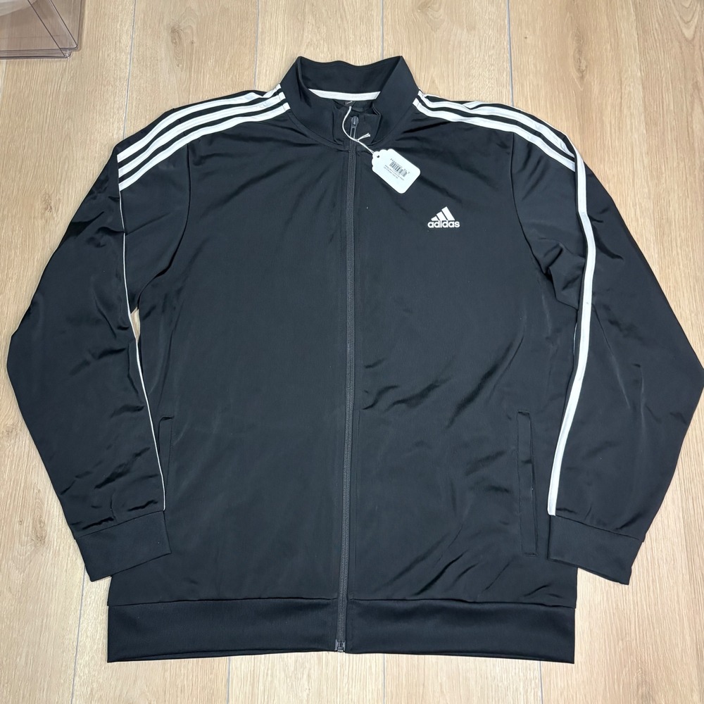 Adidas Mens Essentials Warm-Up 3-Stripes Track Jacket Top Black Size‎ XL H46099